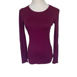 XS Gap Super Soft Long Sleeve Solid Plum Purple Tee Shirt Top